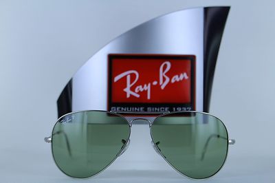 Ray Ban Sunglasses Aviator Rb3025 019 O5 Silver Green Classic 58mm Polarized Ebay