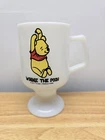 Vintage Winnie The Pooh 5 1/1" Milk Glass Pedestal Mug Walt Disney