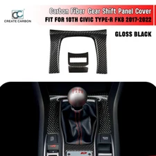 Gloss Carbon Fiber Gear Shift Panel Trim Cover Fit For Honda Civic Type R FK8 