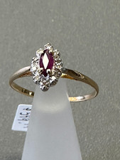 14K SOLID GOLD 10 NATURAL DIAMONDS MARQUISE RUBY GEMSTONE LADIES RING sz 6 NEW