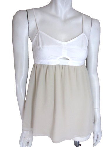 $295 THEORY P 00 XXS Cami Top Bullet Bra Silk Double Layer White/Beige