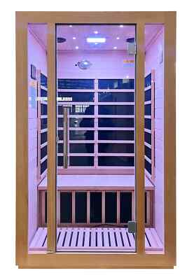 46 x 77 SC-SS0008-2P Carbon FAR Infrared Hemlock Wooden Indoor 2-Person Sauna