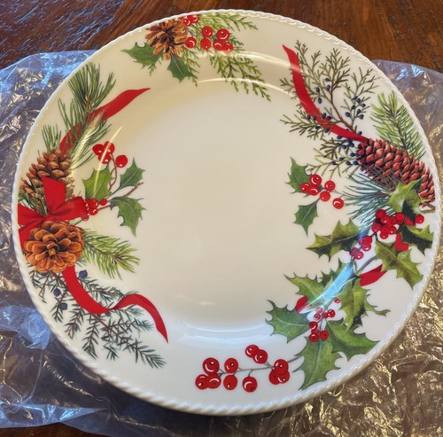 Princess House MARBELLA Winter Berry Christmas Holiday Lunch Plates set of 4 - Picture 3 of 7
