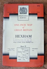 Ordnance Survey Cloth Map Hexham Sheet 77 1957 Belsay Slaley Henshaw Ridsdale