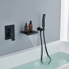 Wall Mounted Bath Side Concealed Bathtub Faucet Waterfall Hand Shower Mixer Tap