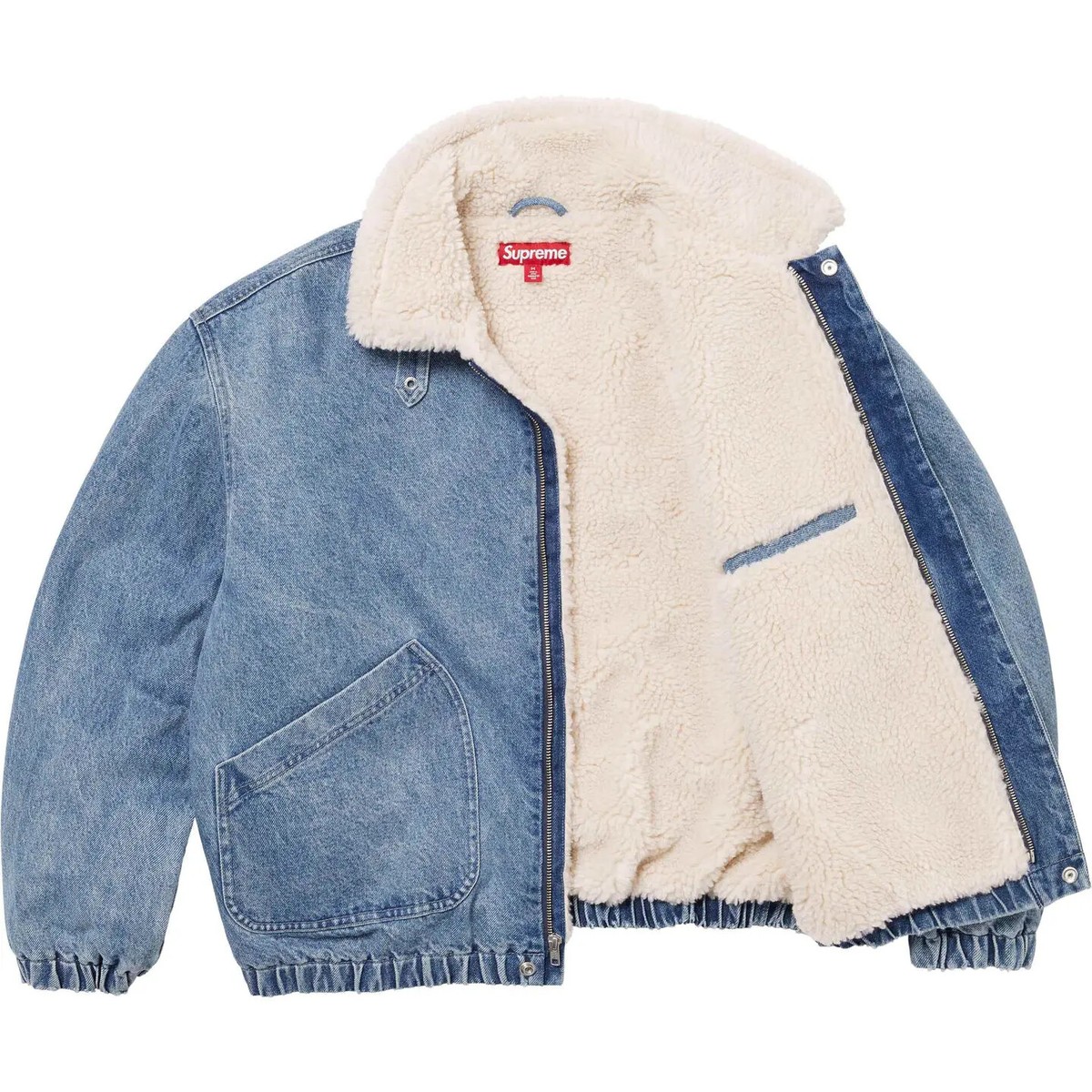 Supreme Faux Shearling Lined Bomber Jacket FW24 Black White Supreme Faux Shearling Lined Bomber Jacket FW24 Black White