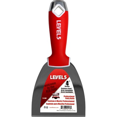 LEVEL5 Profi Spachtel aus Edelstahl 4''/102mm weicher Griff für Trockenbau 5-140