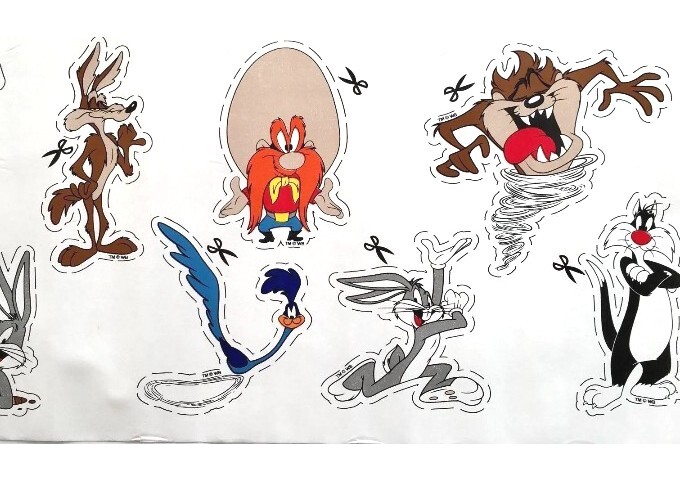 VTG LOONEY TUNES Bugs Bunny Tweety Marvin Wall Paper Border Set of 2 Cut Outs