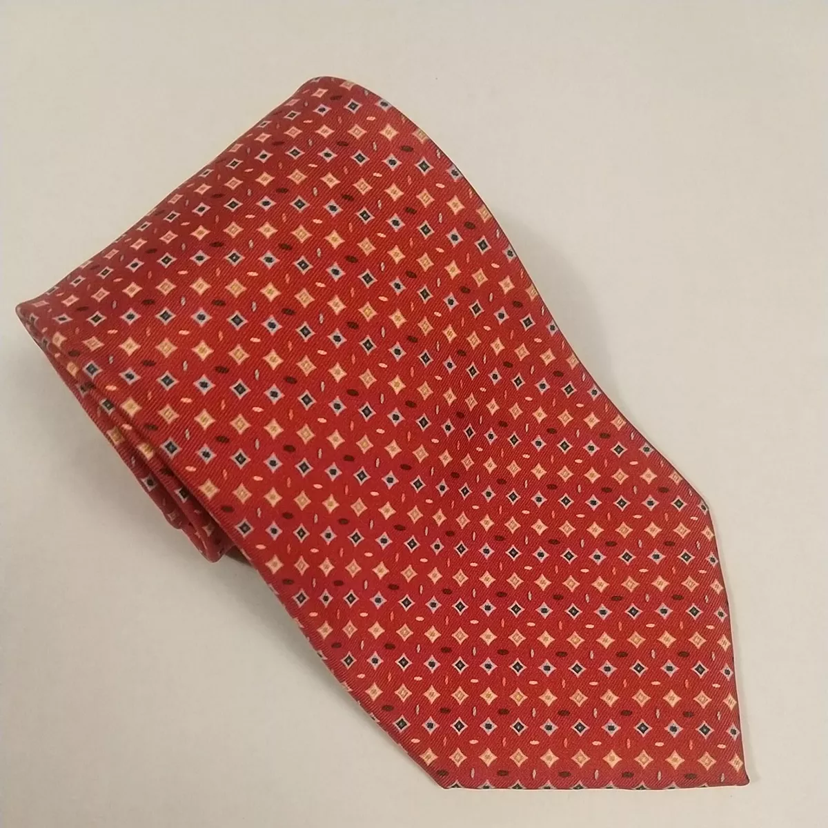 Zadi Andrews Ties Necktie 100% Silk Made in Italy Red Yellow Geometric |  eBay