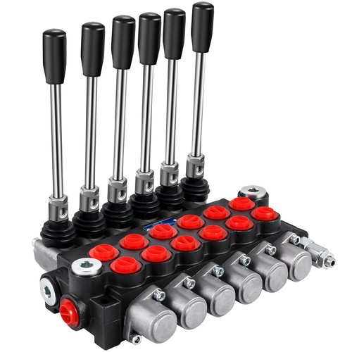 Hydraulic Backhoe Directional Control Valve w/ 2 Joysticks, 6 Spool, 11