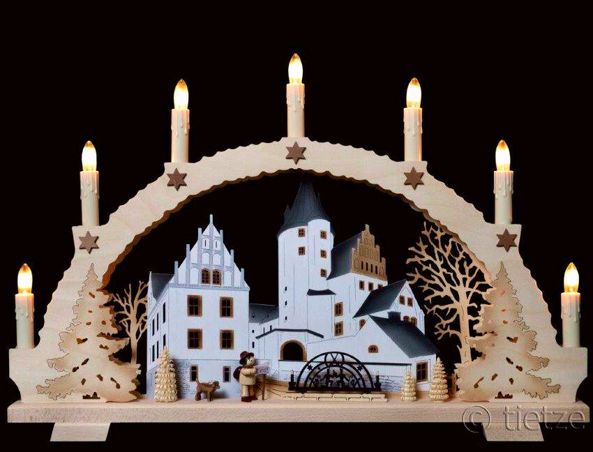 Schwibbogen Holz Mit 7 LED Kerzen - Adventsleuchter