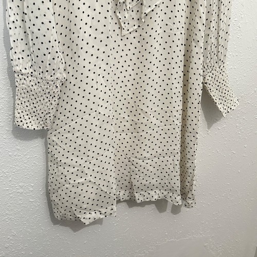 Ganni Rometty Georgette White Polka Dot Long Sleeve Mini Dress Womens 34 XS - Picture 4 of 9