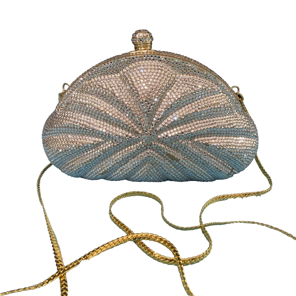 复古 Theodora Glamorous 独特 40 年代风格银色/金色 翻盖式 手包 — 第 3/4 张图片