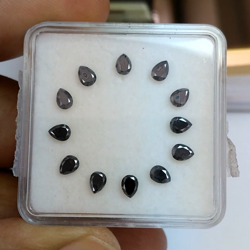 1.69cts 3x4mm Pear Top Quality Fancy Jet Black Natural Earth Mined Diamonds - Video 1 of 1
