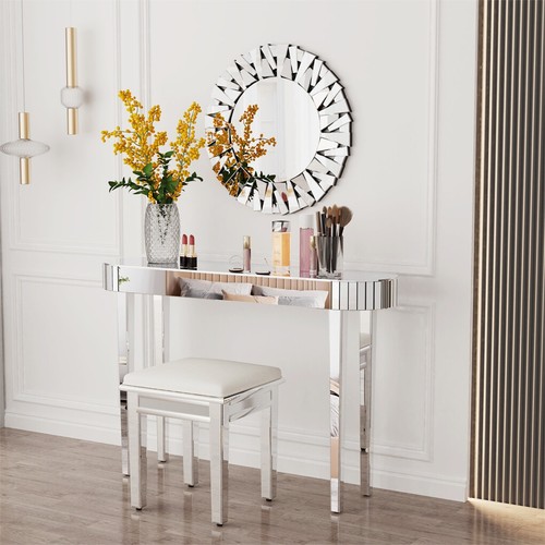 Glamour Sparkly Mirrored Console Table Diamond Coffee Table Living Room Entryway - Picture 26 of 83