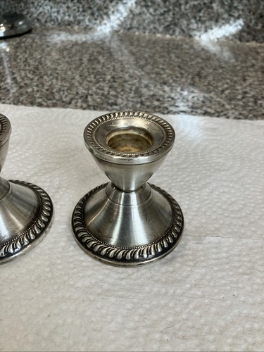 Vintage Pair Duchin Creation Sterling Silver Weighted Short Candlestick Holders - Picture 5 of 12