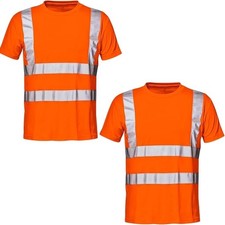 Men Hi Vis T Shirt Reflective High Visibility Workwear Yellow Orange Plain S-5XL