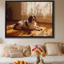 Springer Spaniel Oil Painting Canvas Print for Dog Lovers' Living Room Decor