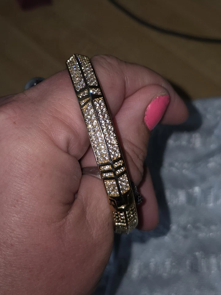 14kt Gold Over Brass Pave CZ Magnetic Bangle GORGEOUS - Image 3 of 4