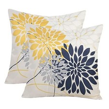 Outdoor Throw Pillow Covers 18x18 Waterproof 18" x 18" Pack of 2 Yellow