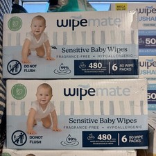 480ct Wipemate Sensitive Baby Wipes 6-80 Wipe Packs