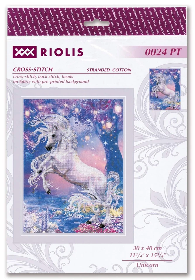 Kit de punto de cruz contado RIOLIS 0024 PT unicornio. Criatura en un bosque de cuento de hadas Foto 2 de 4