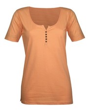Tee-shirt coton bio orange DETROIT1 col ouvert femme