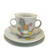 Vintage 3-Piece Porcelain Nursery Set   Made in Japan Baby Dish Set