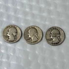 Lot of 3 SILVER Washington Quarters 1941-D 1942-S 1943-S 90% Silver Sold AS IS
