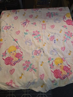 vintage Barbie bibb fitted sheet Full Double pink  y2k 90s bows heart ballerina