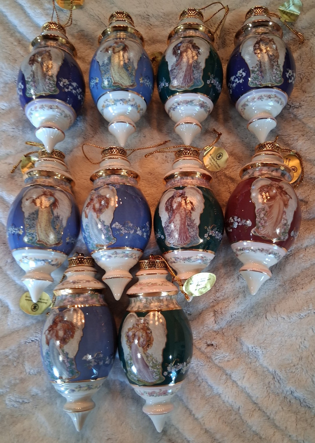 Lot of 10 Bradford Exchange Symphony of Angels Porcelain Christmas Ornaments