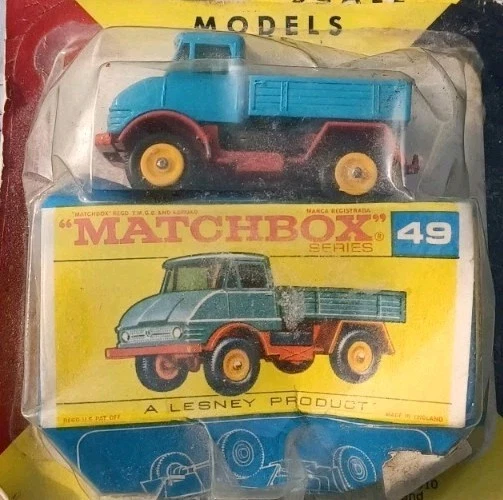 1968 Matchbox Lesney Fred Bronner #49 UNIMOG TRUCK On Blister Card TATTERED BOX - Image 3 of 4