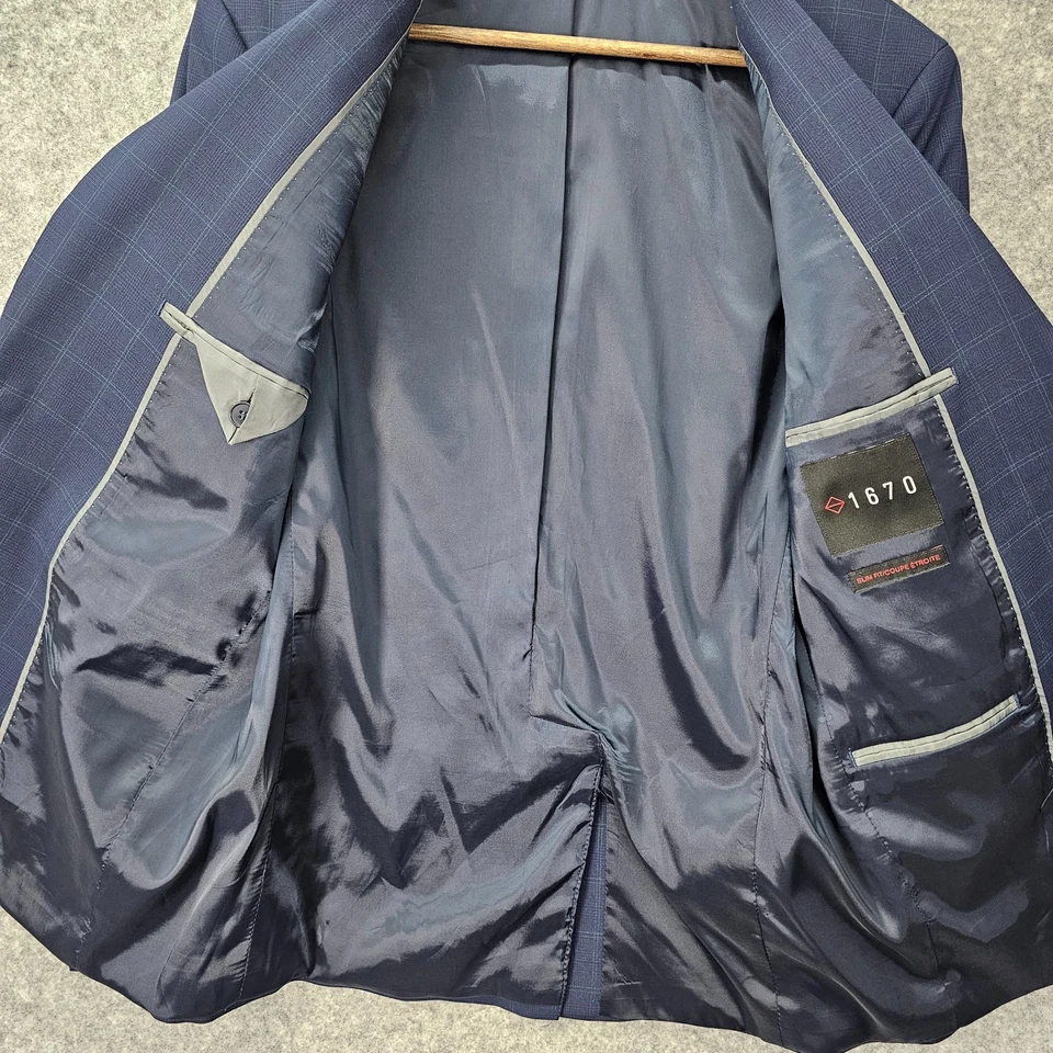 Abrigo deportivo para hombre azul marino 34S XS azul Glen a cuadros elástico ajustado Blazer 1670 corto ligero Foto 3 de 4