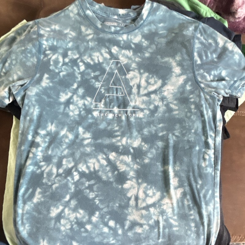 Aeropostale Blue/White Tie-Dye Logo Graphic Crew Neck Stretch T-Shirt Men M