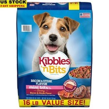 Small Breed Dry Dog Food Bacon Steak Flavor Crunchy Kibble 16lb Bag Nutrition US 1.34 per pound