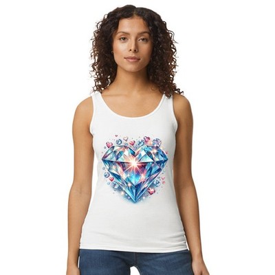 Diamant Herz Damen Trägershirt Tank Top Kristall Edelstein Liebe Geschenk für sie