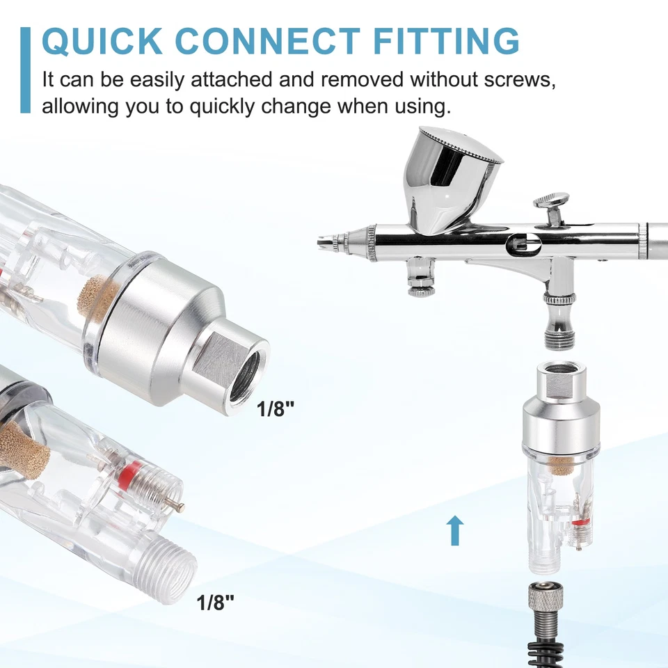 3Pcs Air Brush In-Line Filter, 1/8 BSP Inlet and Outlet Threads Mini Air Filter - Imagem 4 de 4