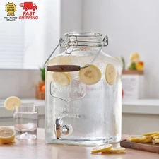 Glass 2-Gallon Beverage Dispenser with Glass Clamp Lid Iced Tea Juice