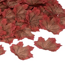 300pcs Artificial Leaves Fall Maple Autumn Fake Leaf Decoration, Coffee Red