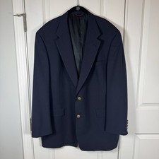 Hart Schaffner  Marx Navy Wool Blazer 46L Gold Buttons USA Classic Luxury
