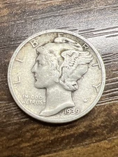 1939-D MERCURY SILVER DIME Actual Coin Check My Store Out FREE SHIP Little Bent