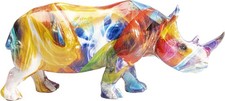 Kare Design Deco Figurine Rhino Multicolored Modern Statue Gift Decor 17x8x6 cm