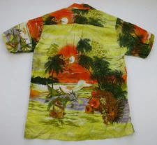Vintage Mens Medium His Royal Highness Style 10 hawaiian shirt fish sunset