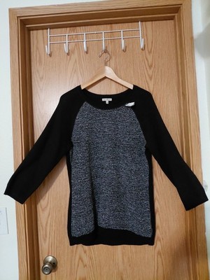 Calvin Klein Jeans Women's Knit Colorblock Crew Neck 3/4 Sleeve Pullover L