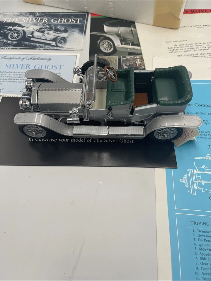 Franklin MINT 1907 Rolls Royce Silver Ghost Diecast 1:24 Scale w/ COA Papers - Image 4 of 4