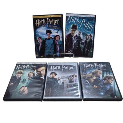 Harry Potter 5-Movie DVD Collection Lot + Light-Up Hogwarts Castle Trinket