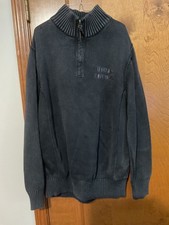 Men  s Size Large Harley Davidson 1/4 Zip Sweater Black Pullover
