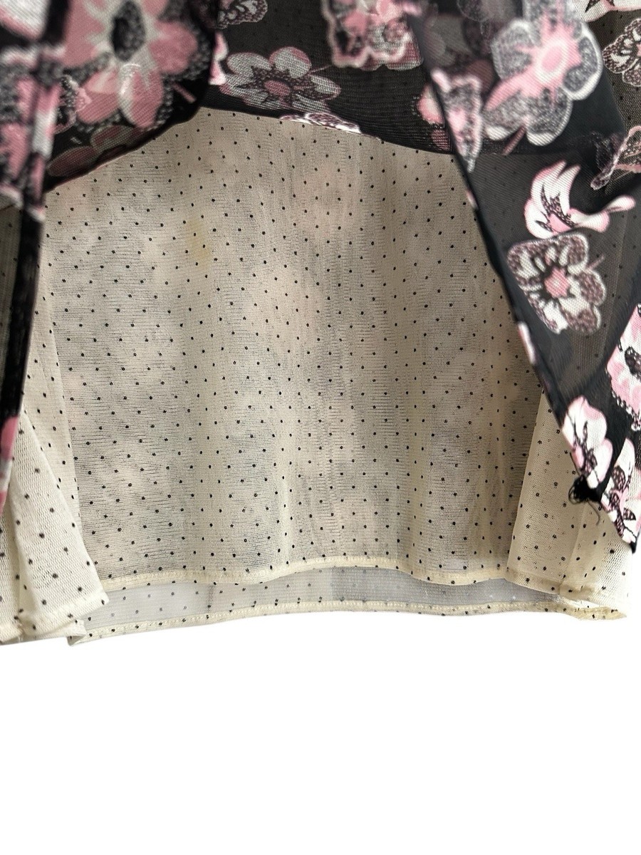 Vintage 00s NY&Co Y2K Mesh Floral Top Whimsy Fairy Whimsigoth Grunge Phoebe Med View 4