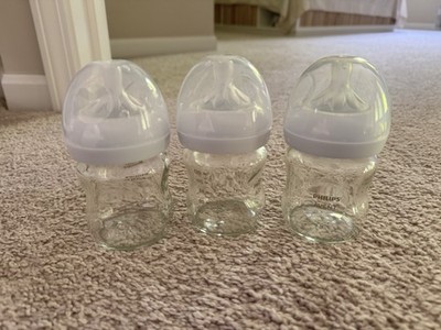 Philips Avent 4 Ounce Glass Baby Bottle Pack of 3, with Extra Response Nipple