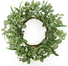 20 '' Green Eucalyptus Wreath for Front Door Artificial Spring Summer Wreath wit